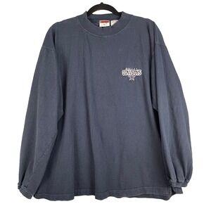 Dallas Cowboys Shirt Mens L Blue Long Sleeve Cotton VTG 90s Football The Edge